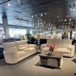 Ivory Power Reclining Sofa And Loveseat