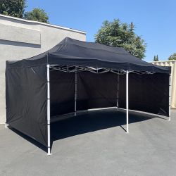 New $240 Heavy-Duty Black 10x20 FT Canopy with (4 Sidewalls) Ez Pop Up Outdoor Party Tent w/ Carry Bag