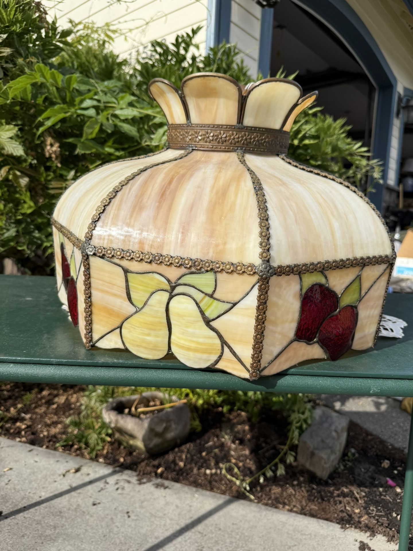 Vintage Tiffany style hanging Stained Glass lamp