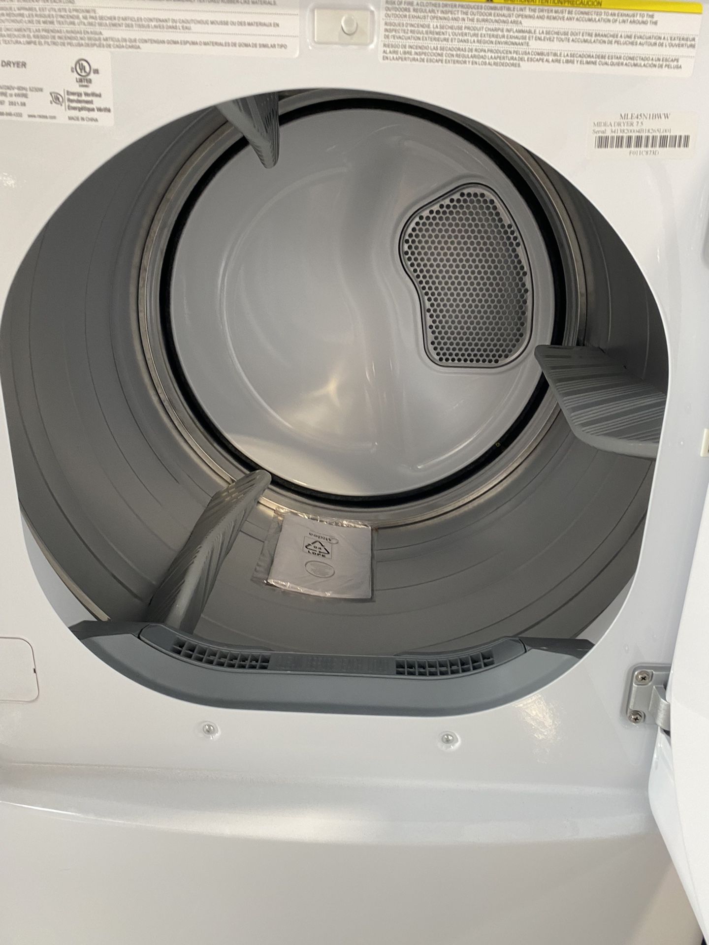 Midea White Electric Dryer With Sensor Dry