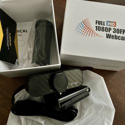 Webcam Full HD 1080P with Built-in Microphone and Rotatable Tripod, Carbon Fiber Board and Privacy Cover, Auto Light Correction, Adjustable FOV, Plug&
