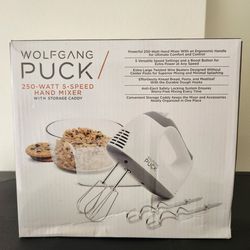 Wolfgang Puck 250-Watt 5-Speed Hand Mixer with Storage Caddy