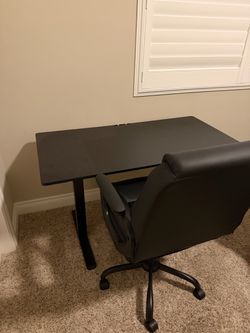 Black Desk and Office Chair Set