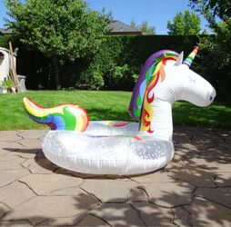 Giant Huge 73” Rainbow Unicorn Inflatable Float Pool Party River Lake