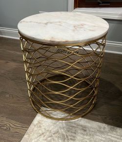 Marble and Gold Metal End Table