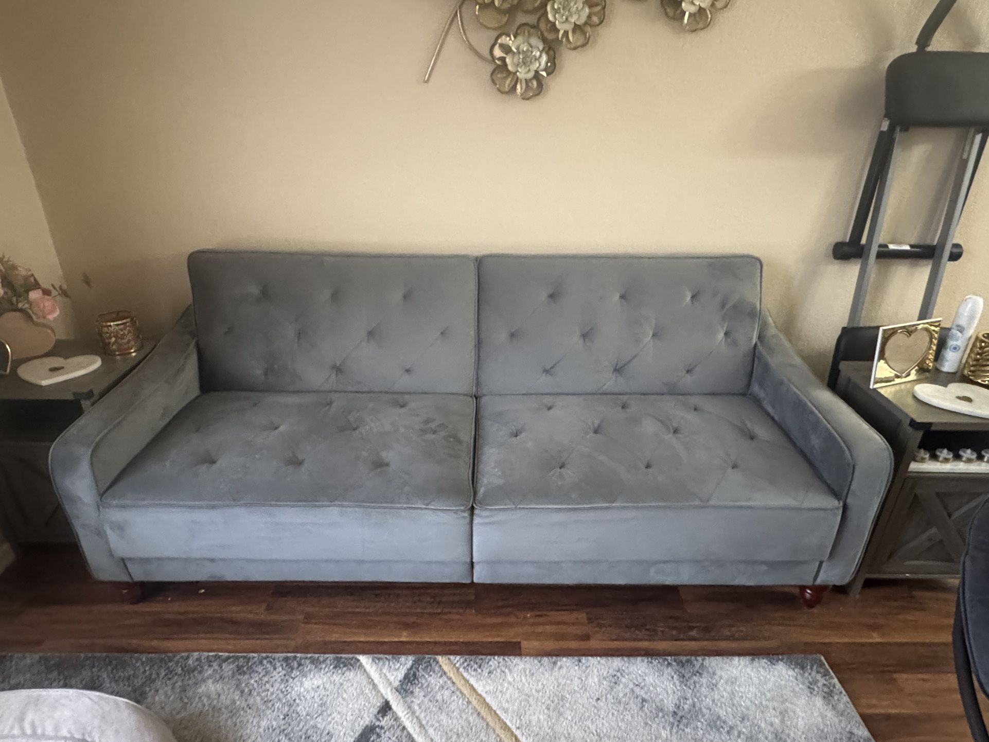 Grey futon couch 