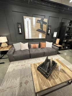 Gunmetal Modular Sectional Sofa w/ Ottoman / 4pc Comfy Couch Sofá Cómodo