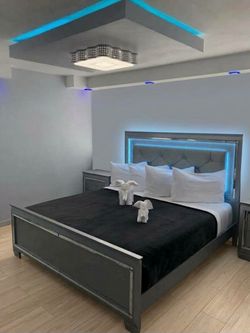GRAY LED PLATFORM BEDROOM SET