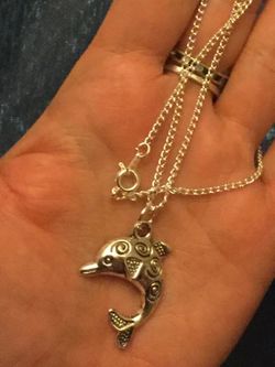 Silver plated Dolphin necklace / Pendant with chain 🐬🌊