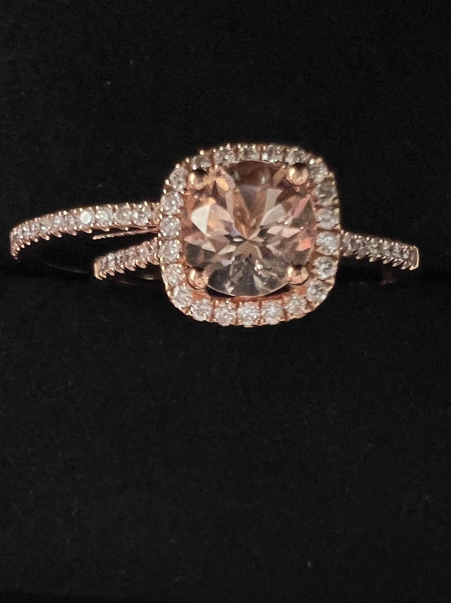 Morganite Wedding Ring Set 