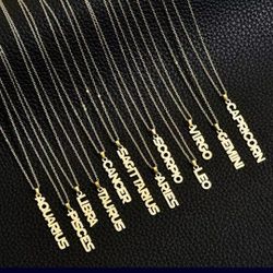 Solid Gold Zodiac sign pendant and chains