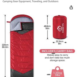 Sleeping Bag For Camping- 3 Seasons, Water Proof, Lightweight, Adults And Kids
