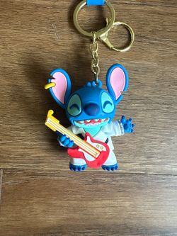 Disney Lilo & Stitch Elvis Stitch Guitar Keychain Figure w/ Wrist Strap