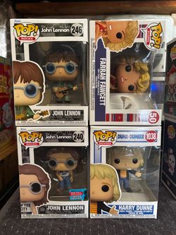 Funko Pop Lot of 4 – John Lennon, Farrah Fawcett, Harry Dunne