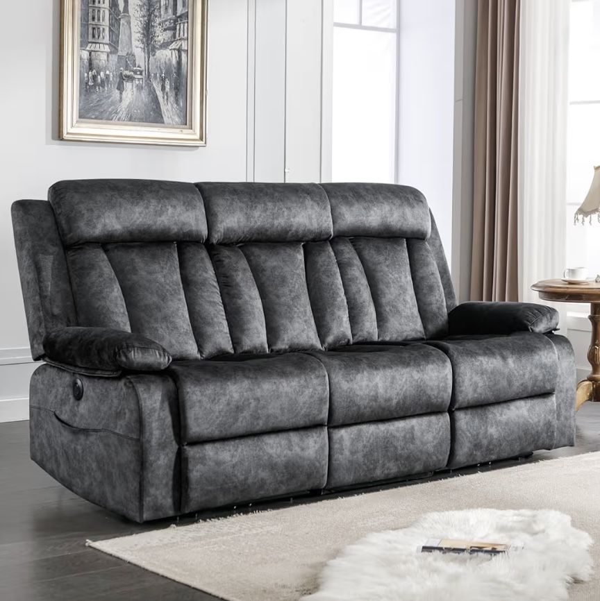 3 Seater Power Reclining Sofa, Dutch Velvet Couch