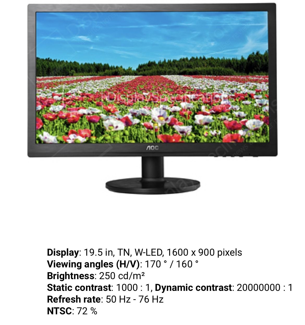 AOC Computer Monitor E2060S wd 
