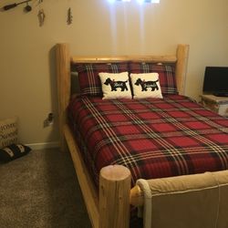 Log Bed Full Size Frame With Night Stand. 