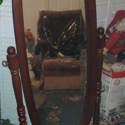 Standing Full Length Swivel Wooden Mirror
