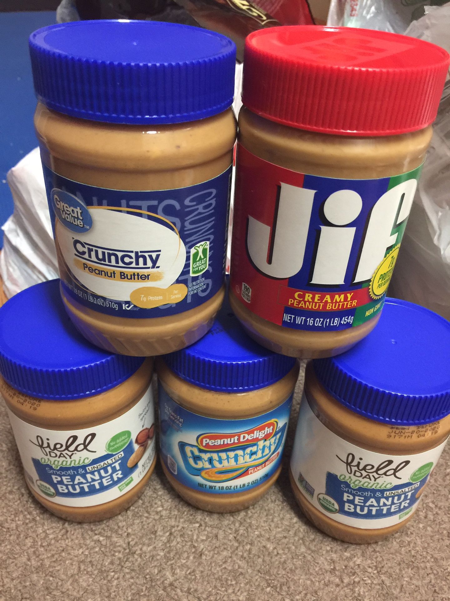 peanut butter 18oz ( $5 for all 5 ) best by Jun 2020