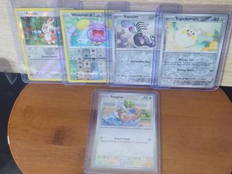 5 Holo Pokémon Cards: Spinda Whismur Varoom Togedemaru Yungoos - MINT