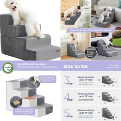 Dog Stairs for Small Dogs - Pet Stairs for High Beds and Couch, Folding Pet Steps with CertiPUR-US Certified Foam for Cat and Doggy, Non-Slip Bottom D
