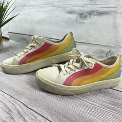 Bobs Skechers Rainbow Canvas Sneakers Memory Foam Women’s Size 8 Comfort Shoes