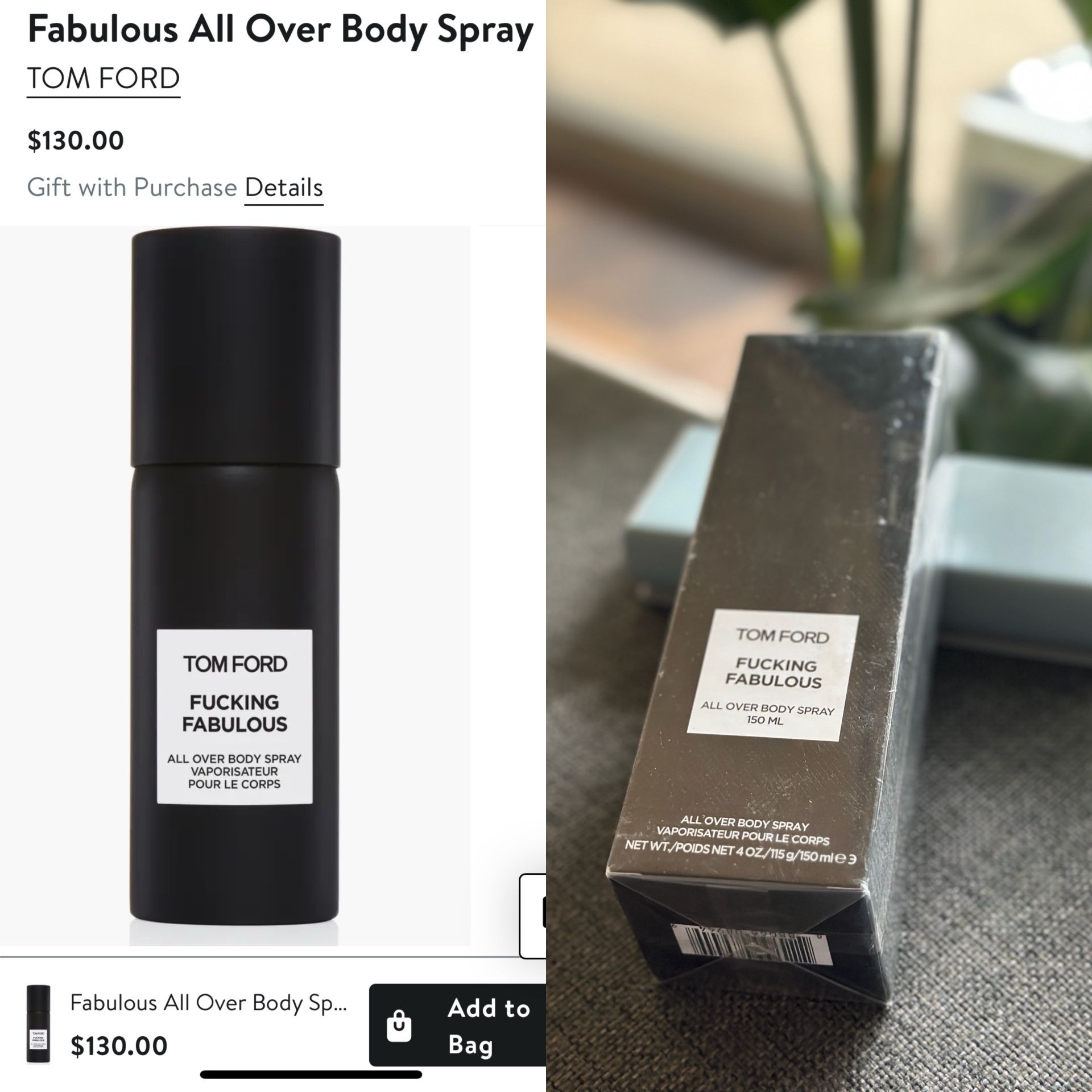 NEW Tom Ford F**king Fabulous All Over Body Spray 150ML