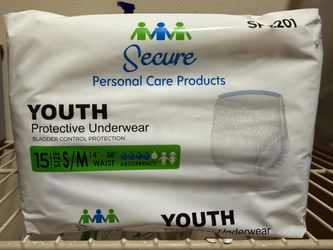 Box of Secure Youth Protective Underwear Size S/M 60ct
