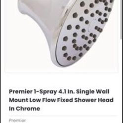 Premier 1-Spray 4.1 In. Single Wall Mount Low Flow Fixed Shower Head In Chrome