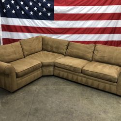 Free Delivery - Pottery Barn Suede 3 Piece Sectional Couch 