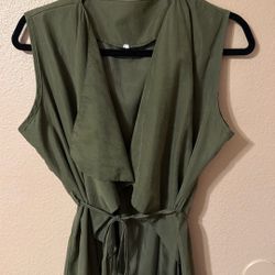 Olive Sleeveless Coat