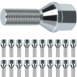 SCITOO M12x1.25 12x1.25 Inch Wheel Lug Bolts 20pcs 28mm Silver Stem Compatible with Jeep Compass for Renegade for Cherokee for Fiat Chrysler 200 for D