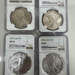 1923 S$1 ms63 /1922 $1 MS63 /2025 Eagle ms69 /1992 $1 Ms69