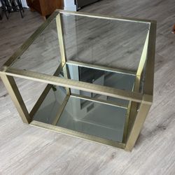 Vintage Brass Glass Mid Century Coffee Table Side Table