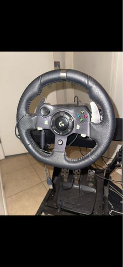Logitech G920 steering wheel, pedals, shifter, and stand