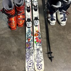 Volki Skis 150 Cm Double Lips With Bindings And Boots Size4, 5, 6 Poles