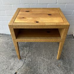 Vintage Coastal Milling Road Woven Rattan Pine Side Table 