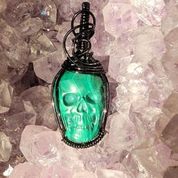 Malachite Skull Pendant