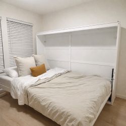 Queen Murphy Bed / Wall Bed Cabinet – White