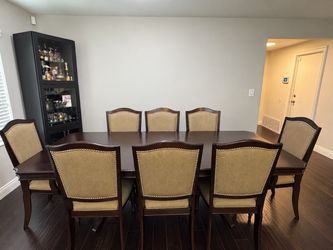 Dark Wood Dining Table with 8 Chairs