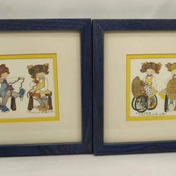 Two Linda Barton Miller Girlie Prints. Framed, Signed, Dated, Numbered, 1980, 19