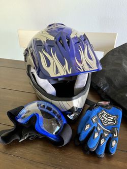 Motocross Helmet Goggles and Gloves Set