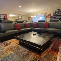 Custom Made 3pc Modern Sofa Sectional In Dark Grey Finish