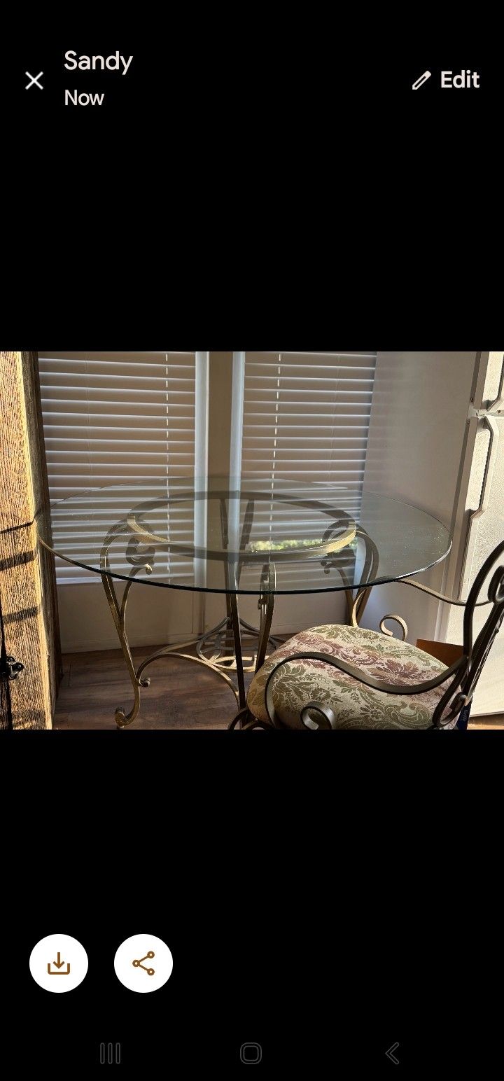 Glass Round Table And 4 Matching Chairs
