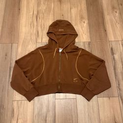 Nike Air fleece cropped hoodie in brown