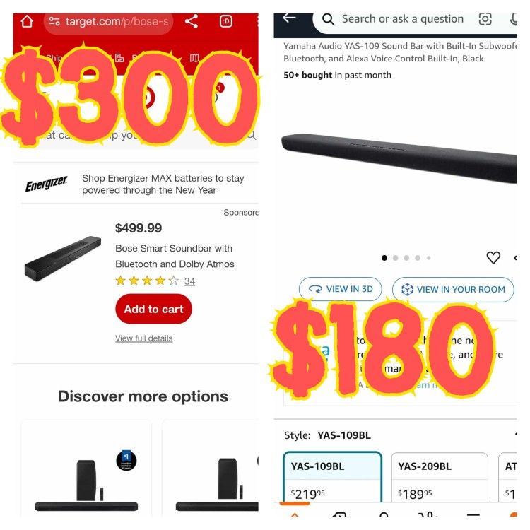 Bose & Yamaha Sound Bar New