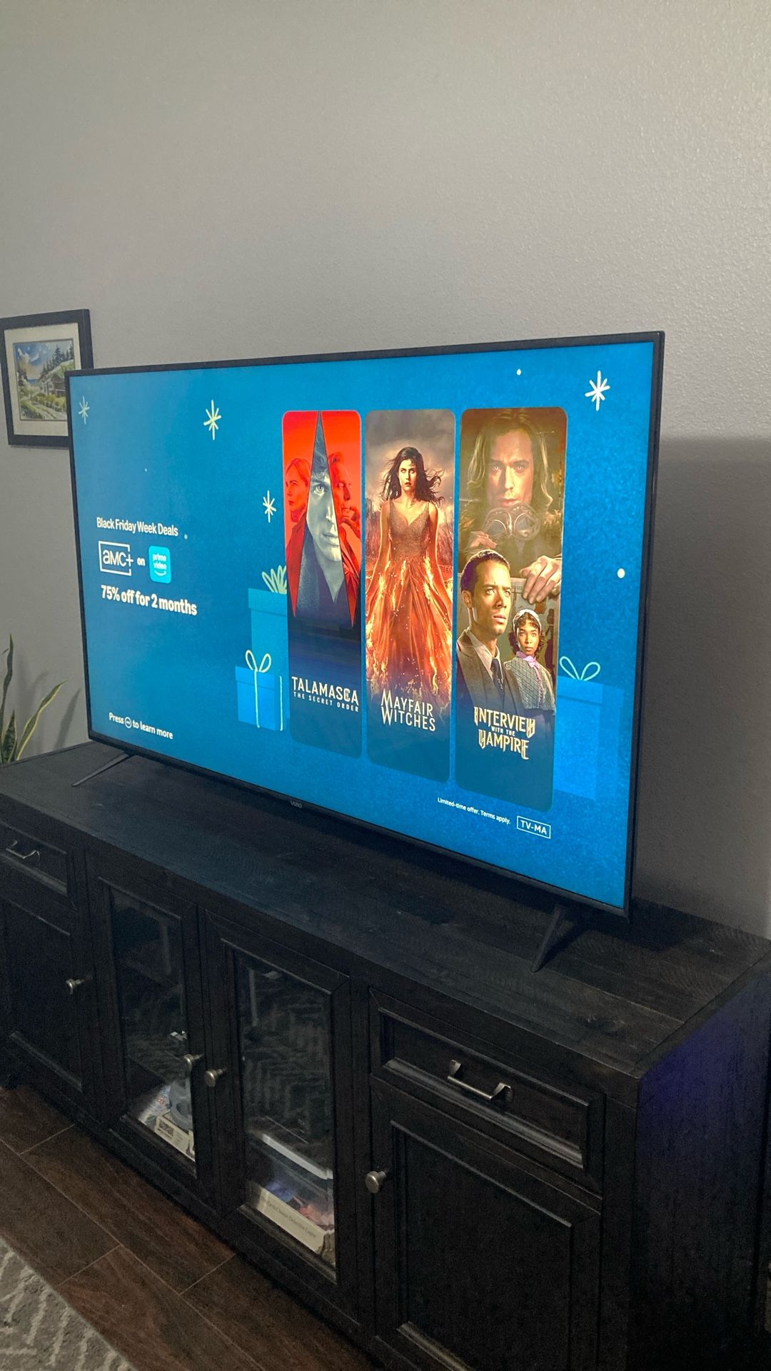 65 In. Vizio Flat Screen TV With Fire Stick 