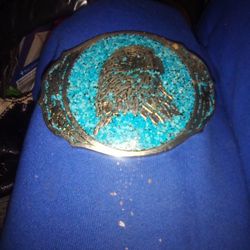 Silver And Turquoise Belt Buckle