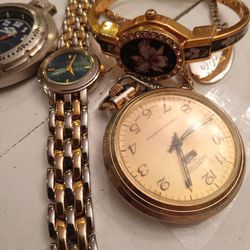Vintage Watch Lot Citizens,Andre Mouche, Kronoton Pocket Watch More