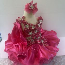 Girls Hot Pink Glitz Cupcake Pageant Birthday Flower Girl Dress 